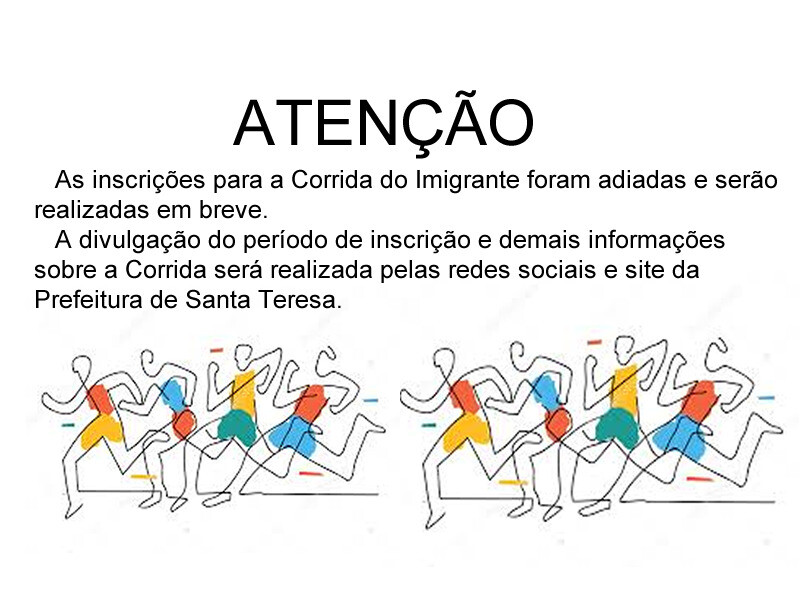 Atenção, as inscrições para a Corrida do Imigrante foram adiadas