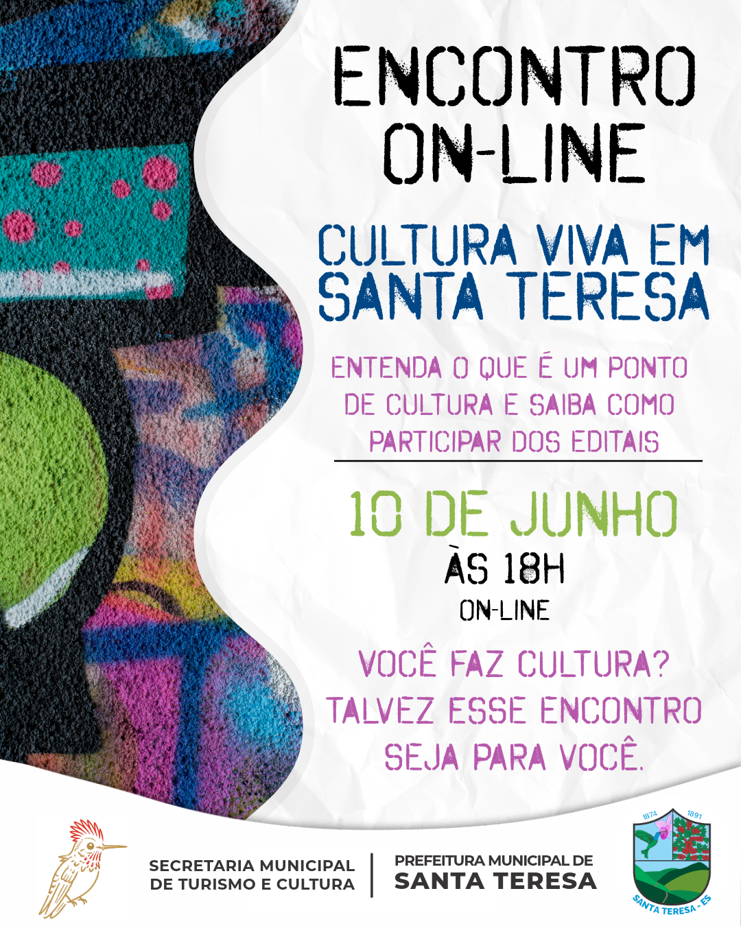 Santa Teresa promove encontro on-line para apresentar oportunidades da Cultura Viva a agentes culturais do município