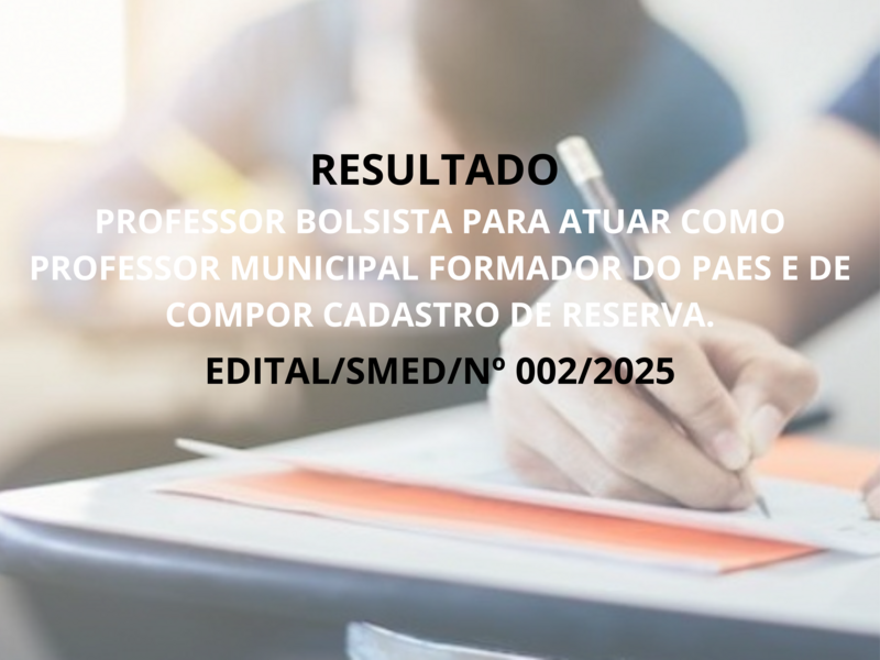 EDITAL/SMED/Nº 002/2025
