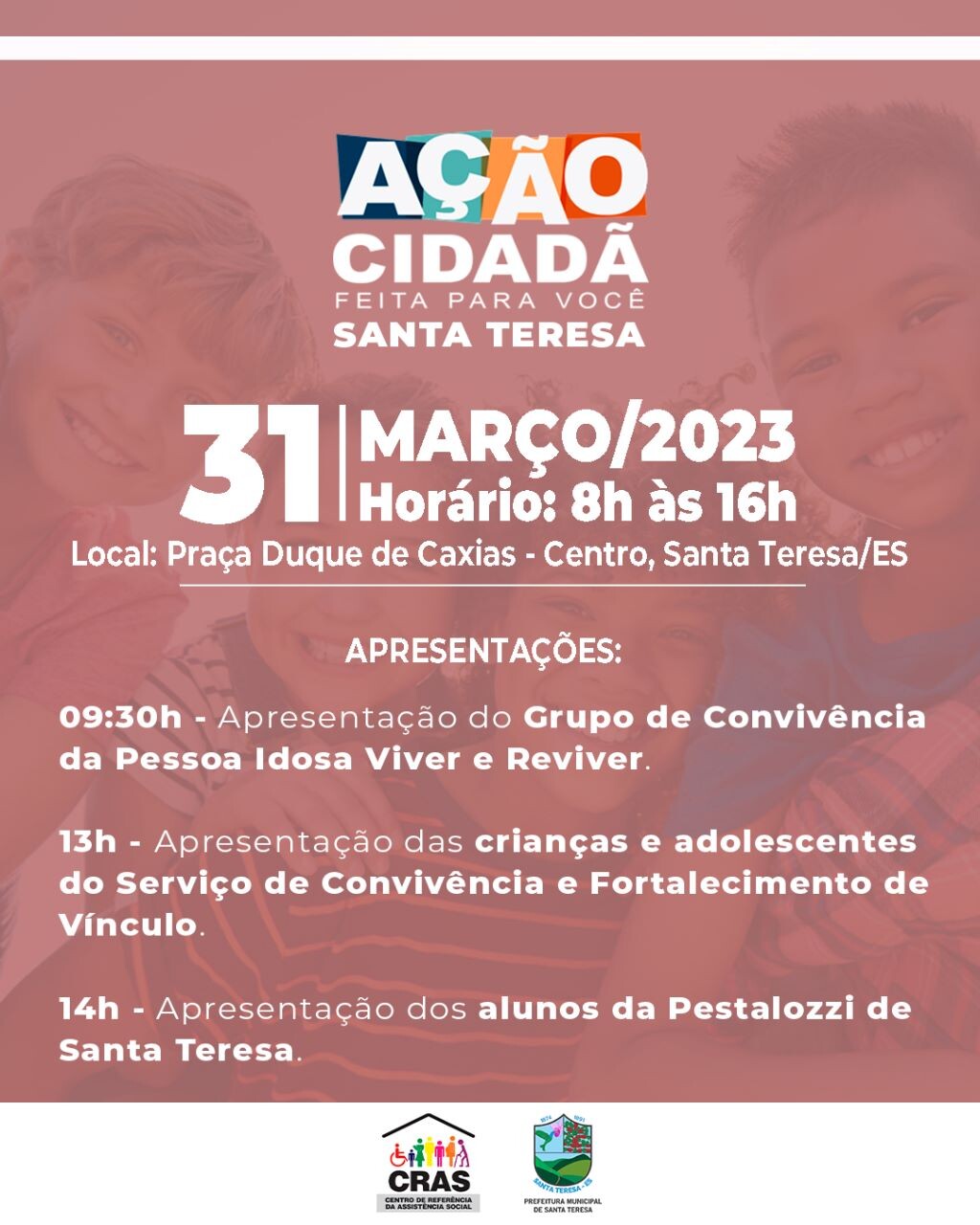 Ação Cidadã de Santa Teresa reunirá vários serviços de cidadania para atender a população. 