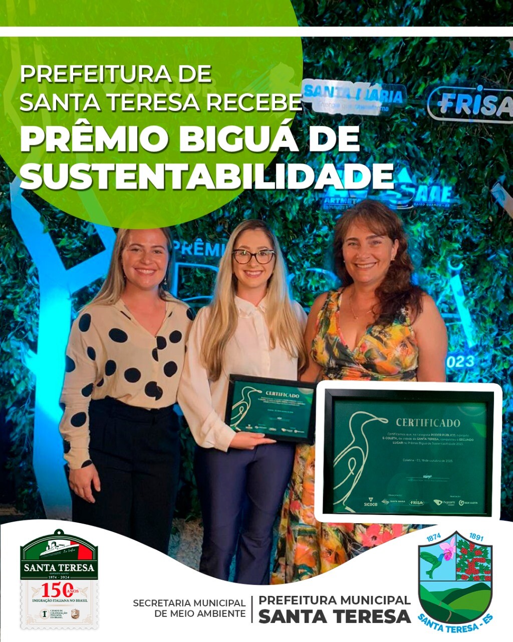Prefeitura ganha Prêmio Biguá 2023 com o programa E-Coleta. 