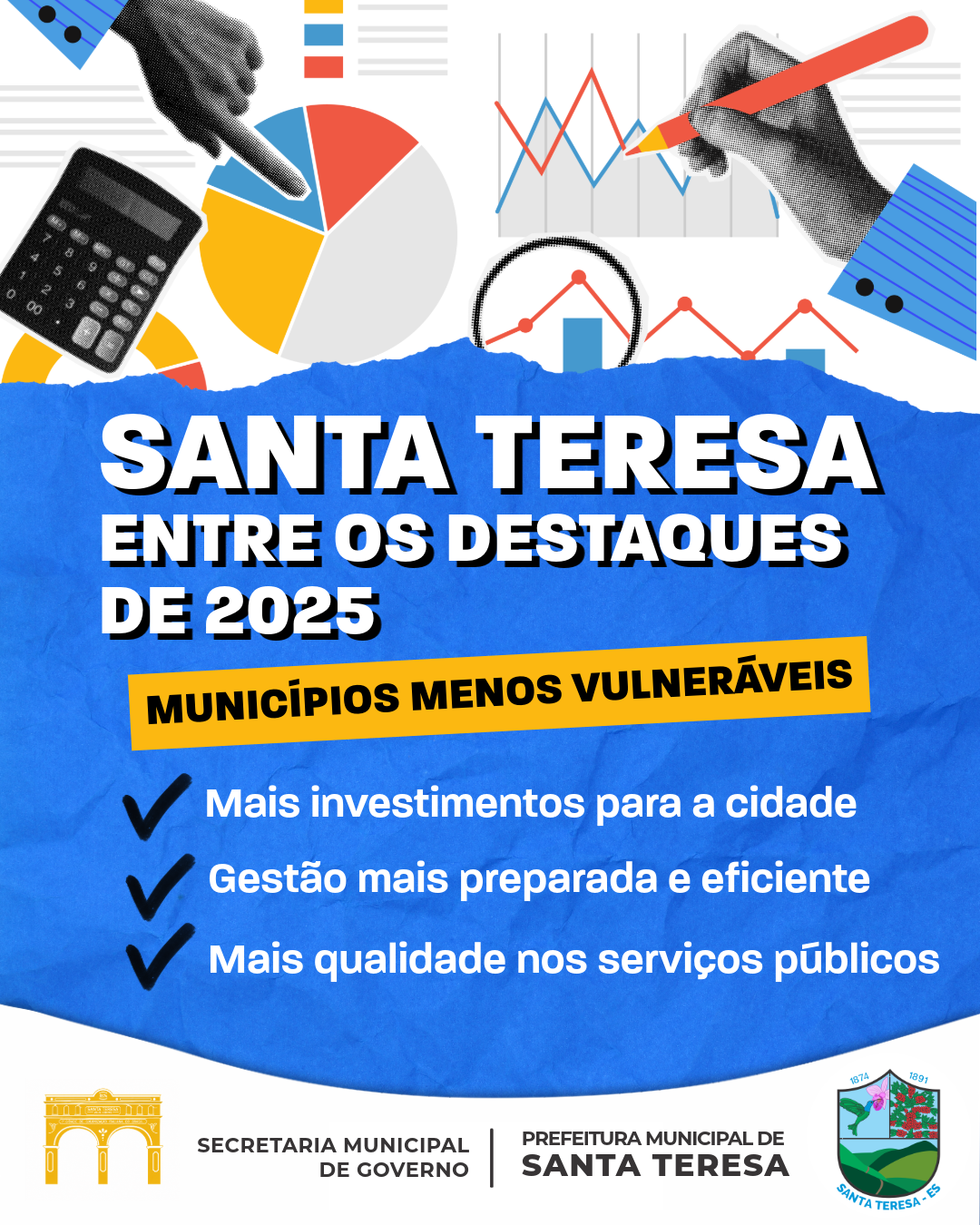 Santa Teresa está entre os municípios menos vulneráveis financeiramente do Espírito Santo, aponta TCE-ES
