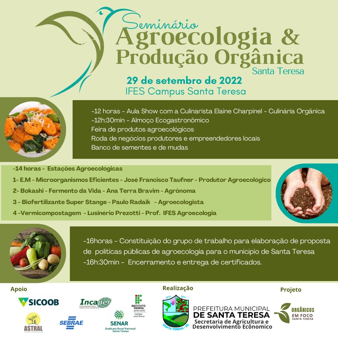 Inscrições abertas para o Seminário de Agroecologia e Produção Orgânica