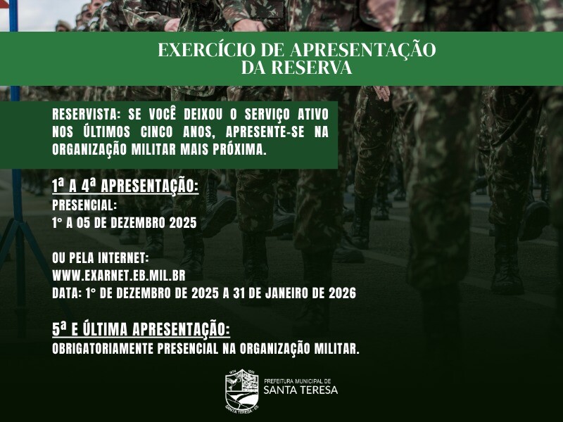 EXERCÍCO DE APRESENTAÇÃO  DA RESERVA