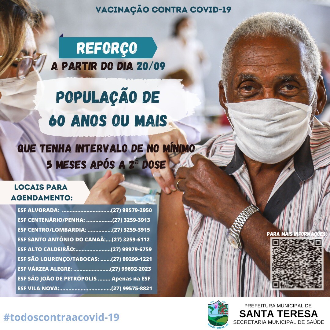 Reforço da vacina contra a Covid-19 para a população de 60 anos ou mais
