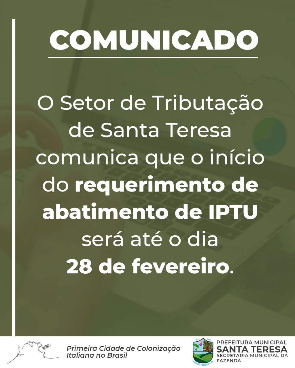 COMUNICADO IPTU SANTA TERESA 