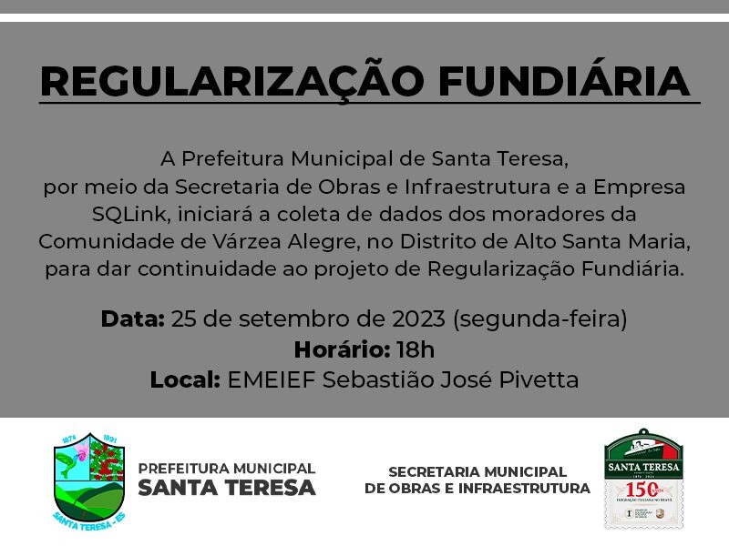 REGULARIZAÇÃO FUNDIÁRIA: Prefeitura convida moradores de Várzea Alegre para entrevista