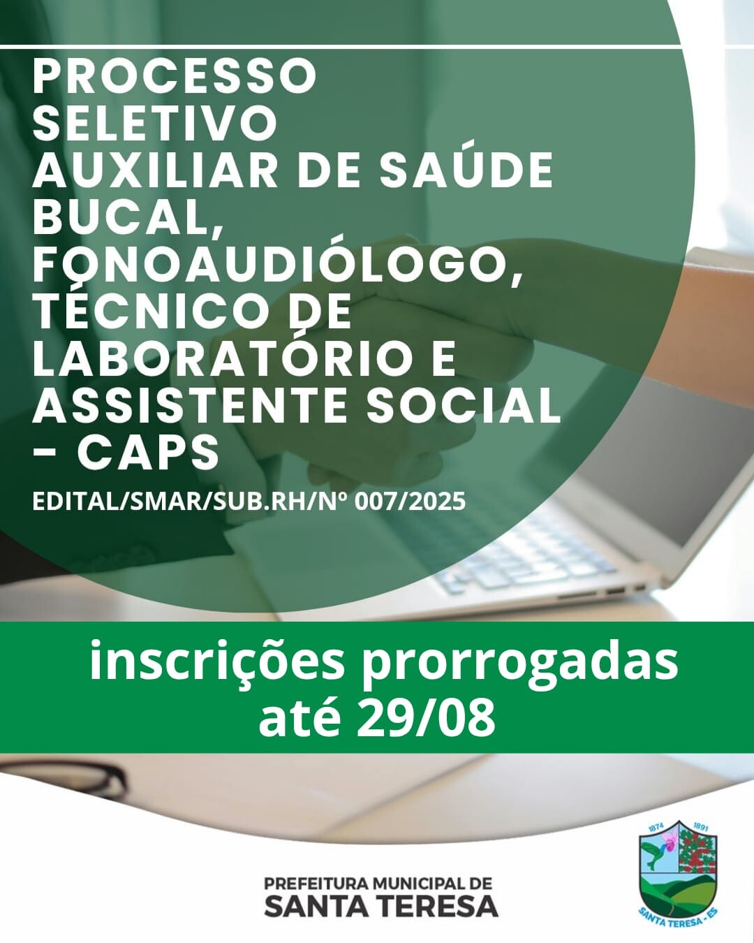 PROCESSO SELETIVO AUXILIAR DE SAÚDE BUCAL TÉCNICO DE LABORATÓRIO E ASSISTENTE SOCIAL-CAPS