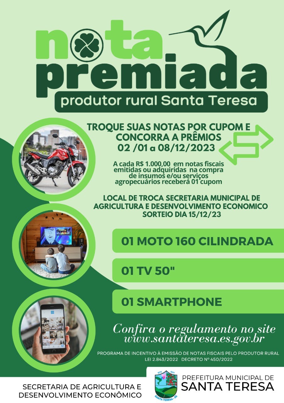 Nota Premiada Produtor Rural Santa Teresa