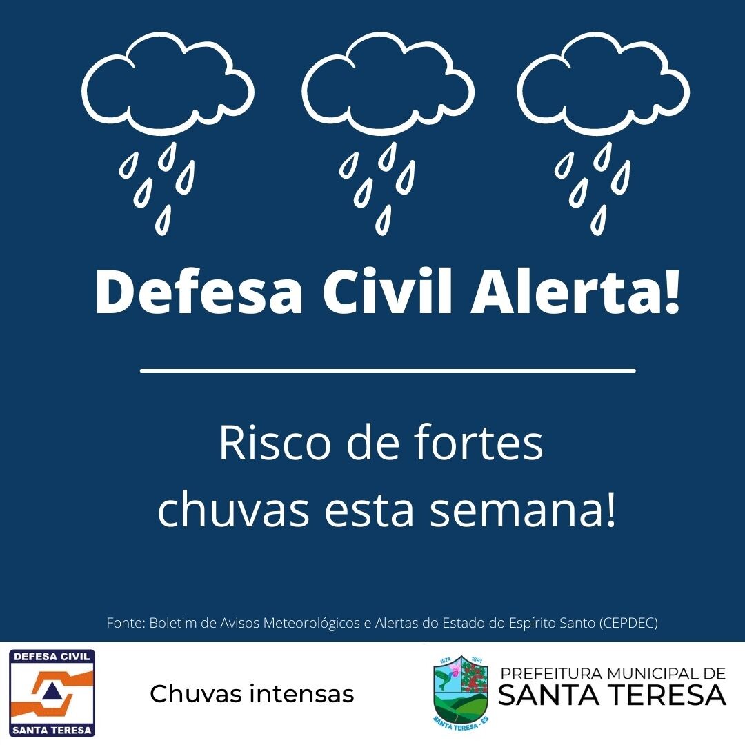 Alerta para fortes chuvas durante esta semana