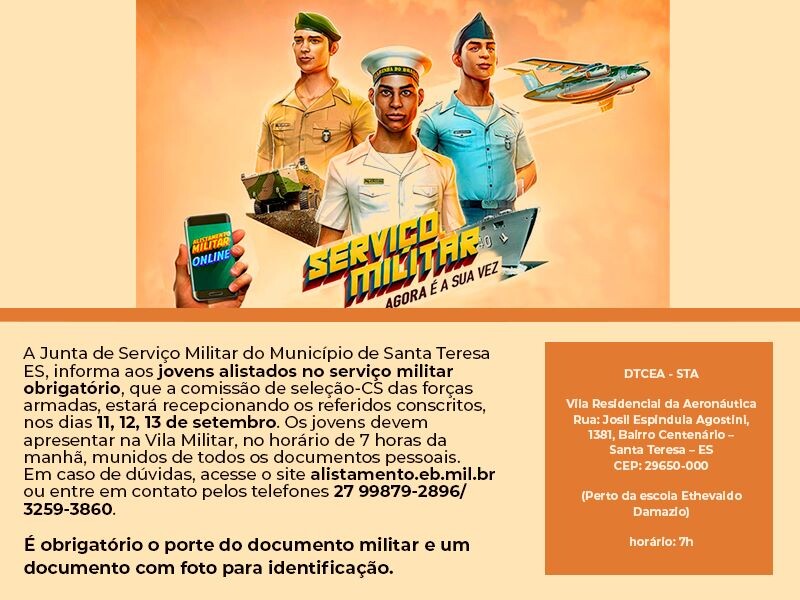 SERVIÇO MILITAR: CHEGOU A SUA VEZ! 