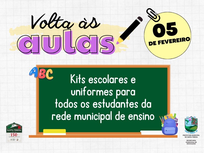 Volta às aulas na rede municipal de ensino de Santa Teresa garante uniformes e kits escolares para todos os estudantes
