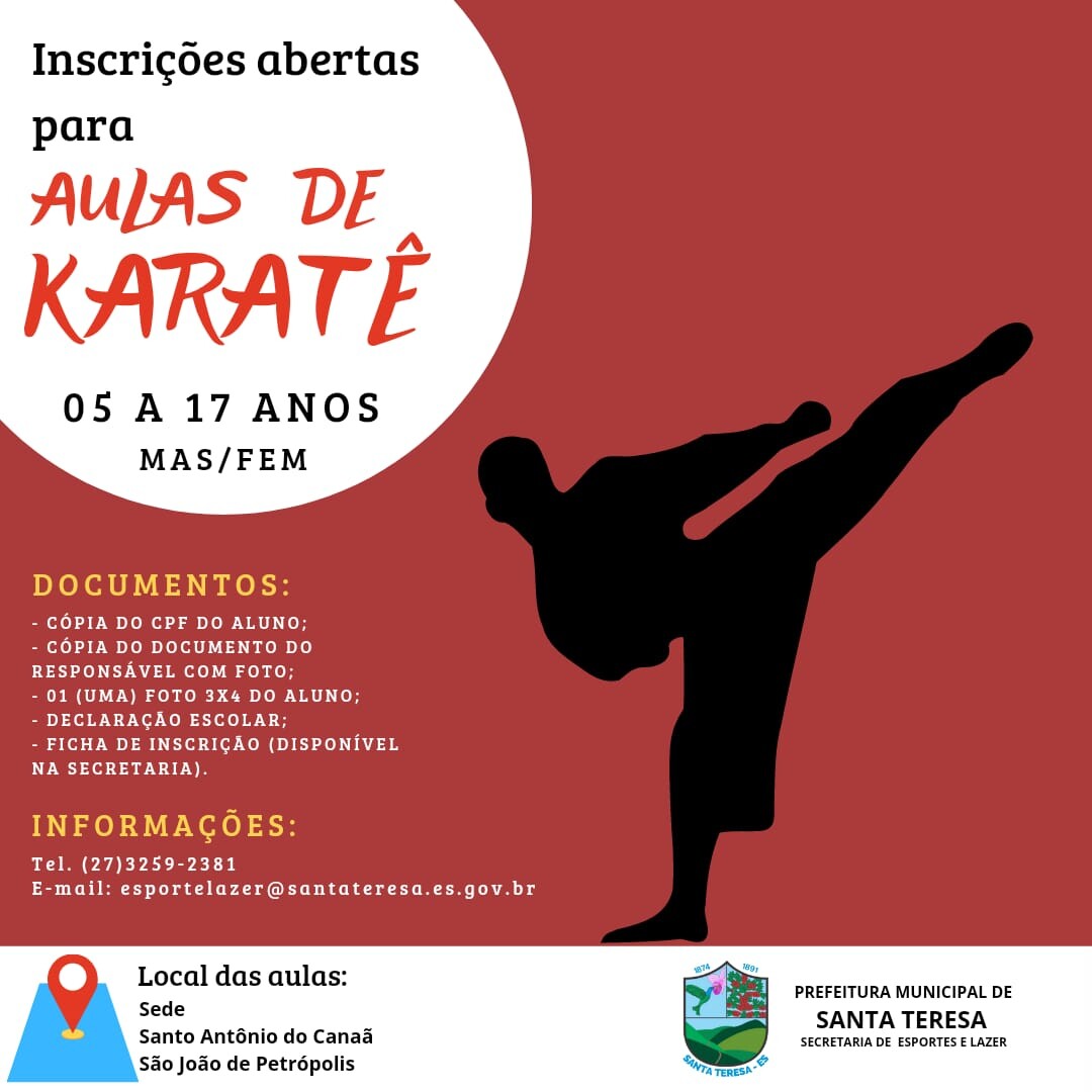 Abertas as inscrições para as aulas de Karatê