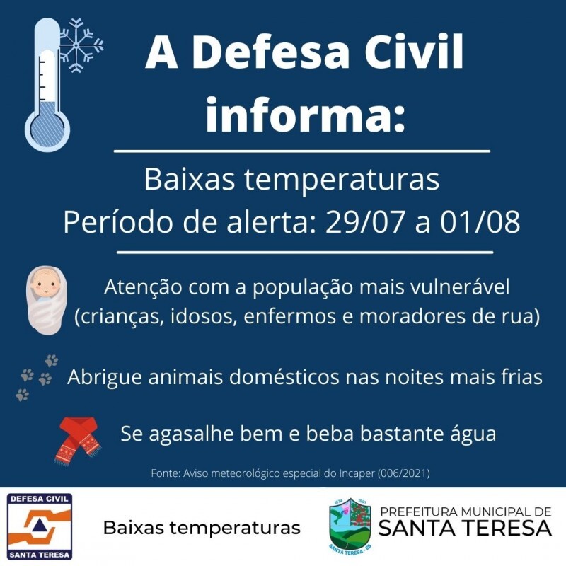 Alerta para as baixas temperaturas