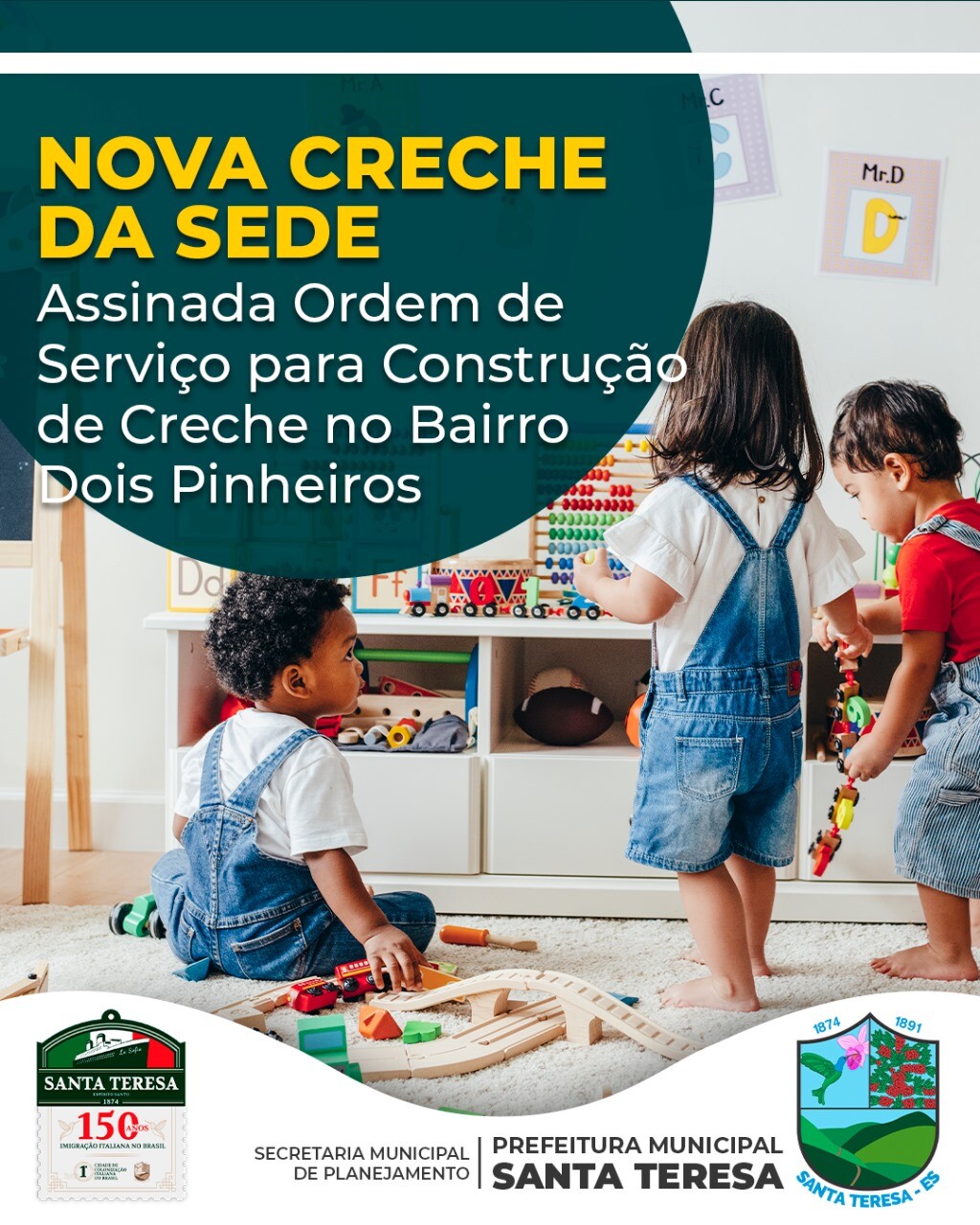 Nova Unidade de Ensino da Educação Infantil (Creche) Sede: Assinada Ordem de Serviço para Construção de Creche  no Bairro Dois Pinheiros