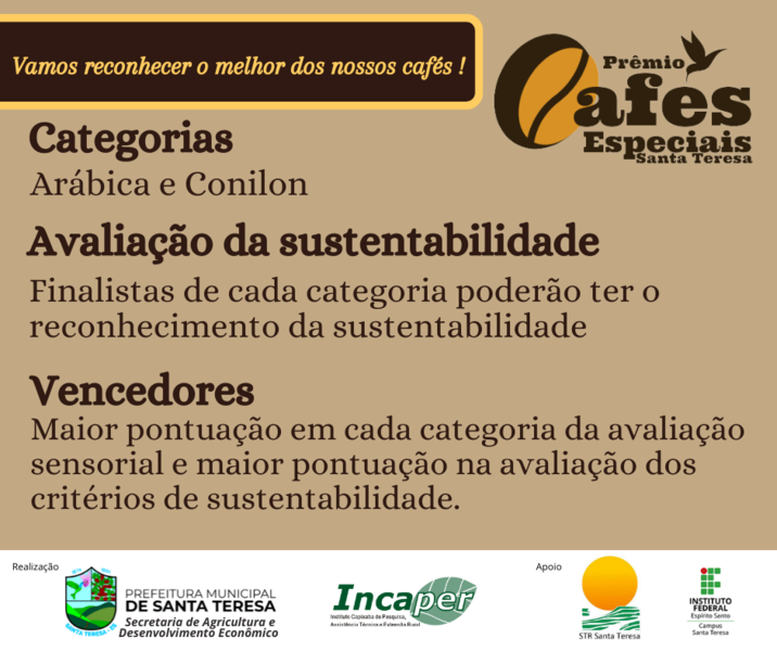 Vem aí o Prêmio Cafés Especiais Santa Teresa