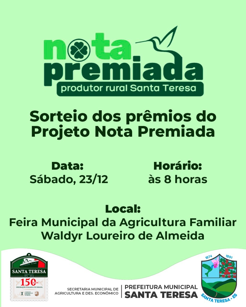 Nota Premiada Produtor Rural Santa Teresa 