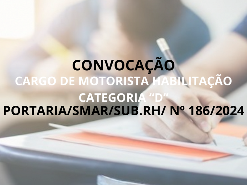 PORTARIA/SMAR/SUB.RH/ Nº 186/2024