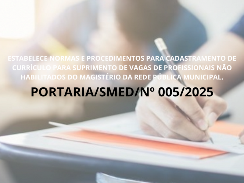 PORTARIA/SMED/Nº 005/2025